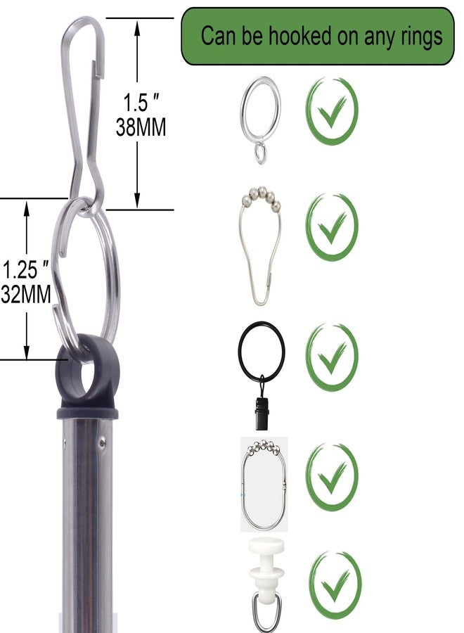 YYST 40-inch Adjustable Drapery Pull Curtain Wand w/Stainless Steel Hook (Black X 2) - Image 3